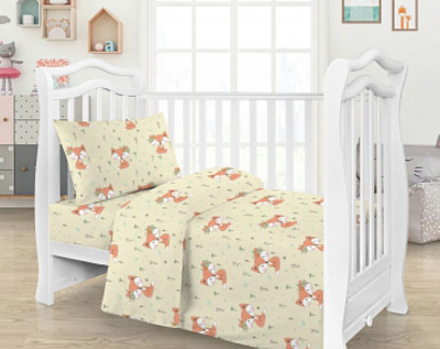 КПБ ЛИСЯТА поплин 1,5 сп оранж,беж