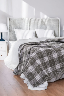 Простыня махровая Английская клетка 150х200 серый